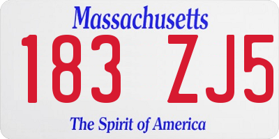 MA license plate 183ZJ5