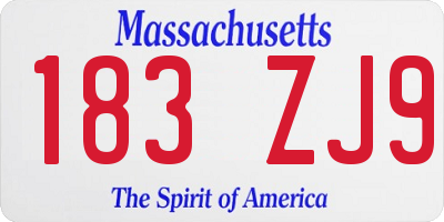 MA license plate 183ZJ9