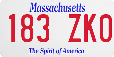 MA license plate 183ZK0