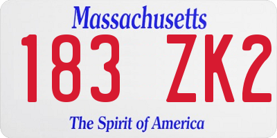 MA license plate 183ZK2