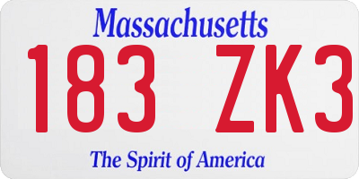 MA license plate 183ZK3
