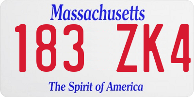 MA license plate 183ZK4