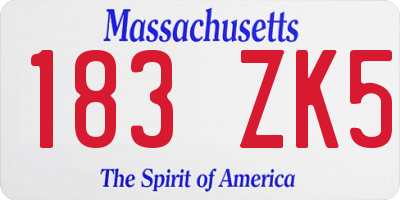 MA license plate 183ZK5
