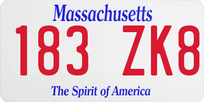 MA license plate 183ZK8