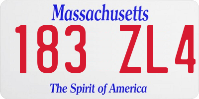 MA license plate 183ZL4