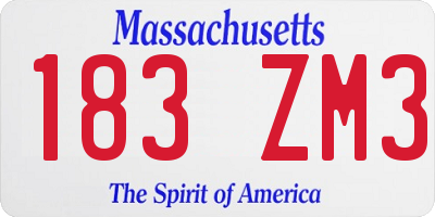 MA license plate 183ZM3