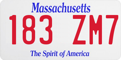 MA license plate 183ZM7
