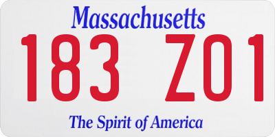 MA license plate 183ZO1