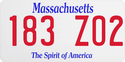 MA license plate 183ZO2