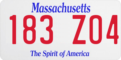 MA license plate 183ZO4