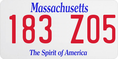 MA license plate 183ZO5