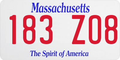 MA license plate 183ZO8