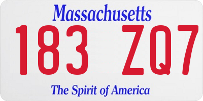 MA license plate 183ZQ7