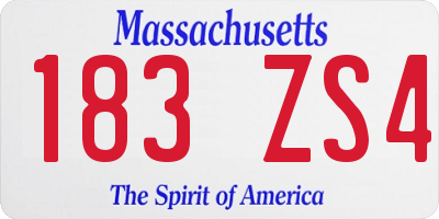MA license plate 183ZS4