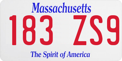 MA license plate 183ZS9