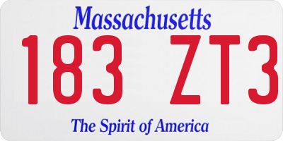 MA license plate 183ZT3