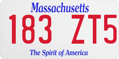 MA license plate 183ZT5