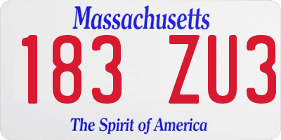 MA license plate 183ZU3
