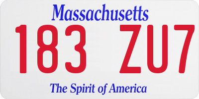 MA license plate 183ZU7