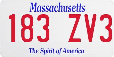 MA license plate 183ZV3