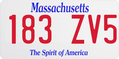 MA license plate 183ZV5