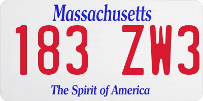MA license plate 183ZW3