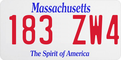 MA license plate 183ZW4