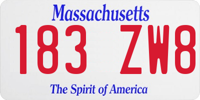 MA license plate 183ZW8