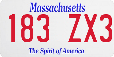 MA license plate 183ZX3