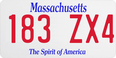 MA license plate 183ZX4