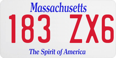 MA license plate 183ZX6