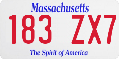 MA license plate 183ZX7