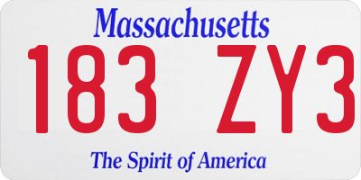 MA license plate 183ZY3