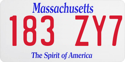 MA license plate 183ZY7