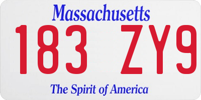 MA license plate 183ZY9