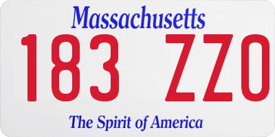 MA license plate 183ZZ0