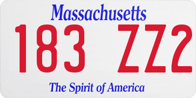 MA license plate 183ZZ2