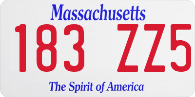 MA license plate 183ZZ5