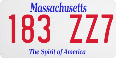 MA license plate 183ZZ7