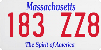 MA license plate 183ZZ8