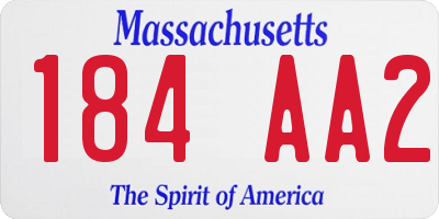 MA license plate 184AA2
