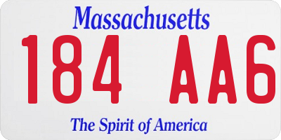 MA license plate 184AA6
