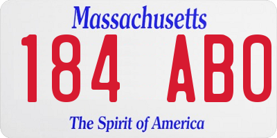 MA license plate 184AB0