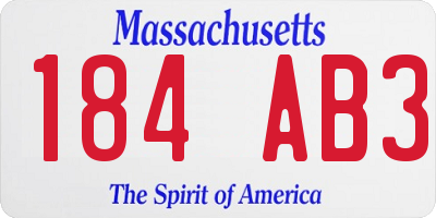 MA license plate 184AB3