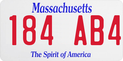 MA license plate 184AB4