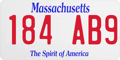 MA license plate 184AB9