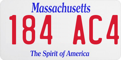 MA license plate 184AC4