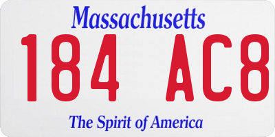 MA license plate 184AC8