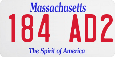 MA license plate 184AD2