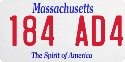 MA license plate 184AD4
